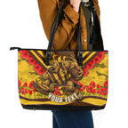Personalised Hawthorn Hawks ANZAC Leather Tote Bag Military Remembrance Australian Football Mascot Camouflage