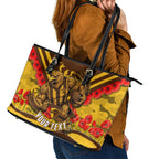 Personalised Hawthorn Hawks ANZAC Leather Tote Bag Military Remembrance Australian Football Mascot Camouflage