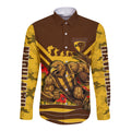 Personalised Hawthorn Hawks ANZAC Long Sleeve Button Shirt Military Remembrance Australian Football Mascot Camouflage