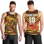 Personalised Hawthorn Hawks ANZAC Men Tank Top Military Remembrance Australian Football Mascot Camouflage
