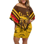 Personalised Hawthorn Hawks ANZAC Off Shoulder Short Dress Military Remembrance Australian Football Mascot Camouflage