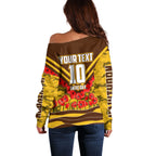 Personalised Hawthorn Hawks ANZAC Off Shoulder Sweater Military Remembrance Australian Football Mascot Camouflage