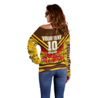 Personalised Hawthorn Hawks ANZAC Off Shoulder Sweater Military Remembrance Australian Football Mascot Camouflage