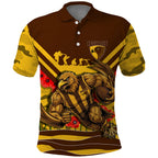Personalised Hawthorn Hawks ANZAC Polo Shirt Military Remembrance Australian Football Mascot Camouflage
