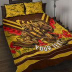 Personalised Hawthorn Hawks ANZAC Quilt Bed Set Military Remembrance Australian Football Mascot Camouflage
