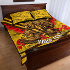 Personalised Hawthorn Hawks ANZAC Quilt Bed Set Military Remembrance Australian Football Mascot Camouflage