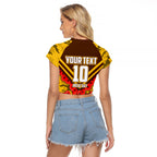 Personalised Hawthorn Hawks ANZAC Raglan Cropped T Shirt Military Remembrance Australian Football Mascot Camouflage