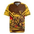 Personalised Hawthorn Hawks ANZAC Rugby Jersey Military Remembrance Australian Football Mascot Camouflage