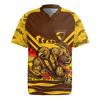 Personalised Hawthorn Hawks ANZAC Rugby Jersey Military Remembrance Australian Football Mascot Camouflage