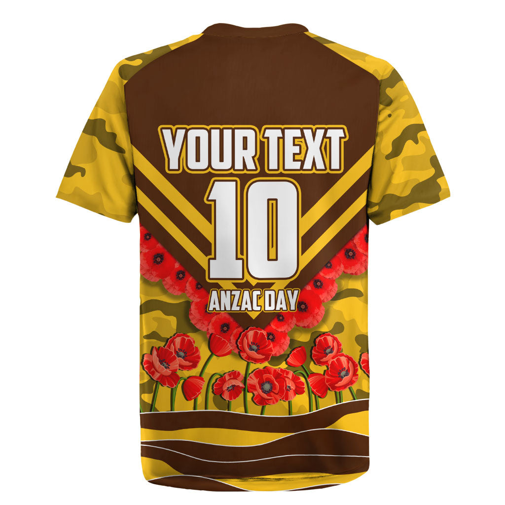 Personalised Hawthorn Hawks ANZAC Rugby Jersey Military Remembrance Australian Football Mascot Camouflage