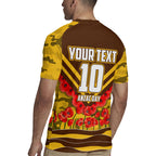 Personalised Hawthorn Hawks ANZAC Rugby Jersey Military Remembrance Australian Football Mascot Camouflage