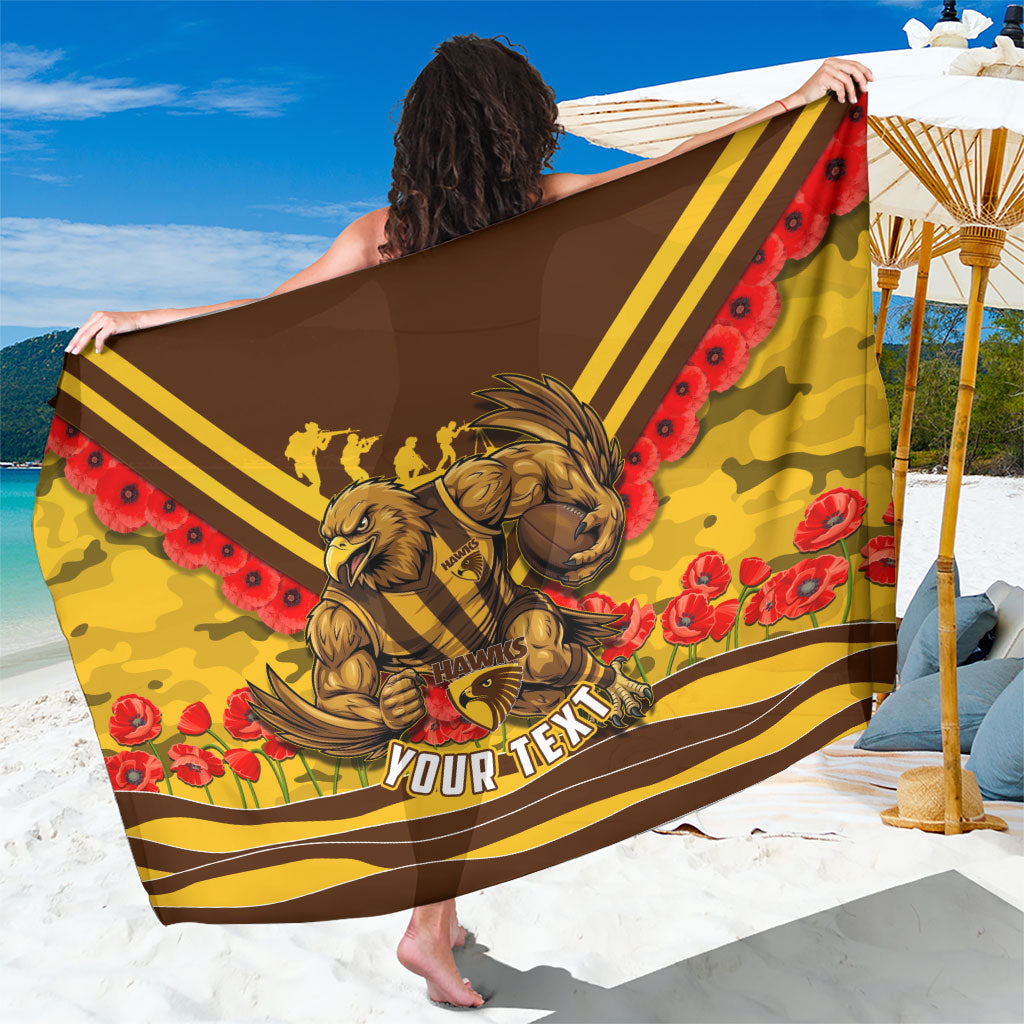 Personalised Hawthorn Hawks ANZAC Sarong Military Remembrance Australian Football Mascot Camouflage