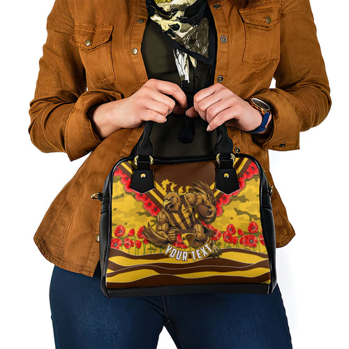 Personalised Hawthorn Hawks ANZAC Shoulder Handbag Military Remembrance Australian Football Mascot Camouflage