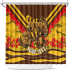 Personalised Hawthorn Hawks ANZAC Shower Curtain Military Remembrance Australian Football Mascot Camouflage
