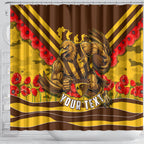 Personalised Hawthorn Hawks ANZAC Shower Curtain Military Remembrance Australian Football Mascot Camouflage