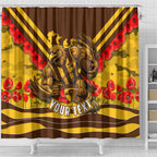 Personalised Hawthorn Hawks ANZAC Shower Curtain Military Remembrance Australian Football Mascot Camouflage