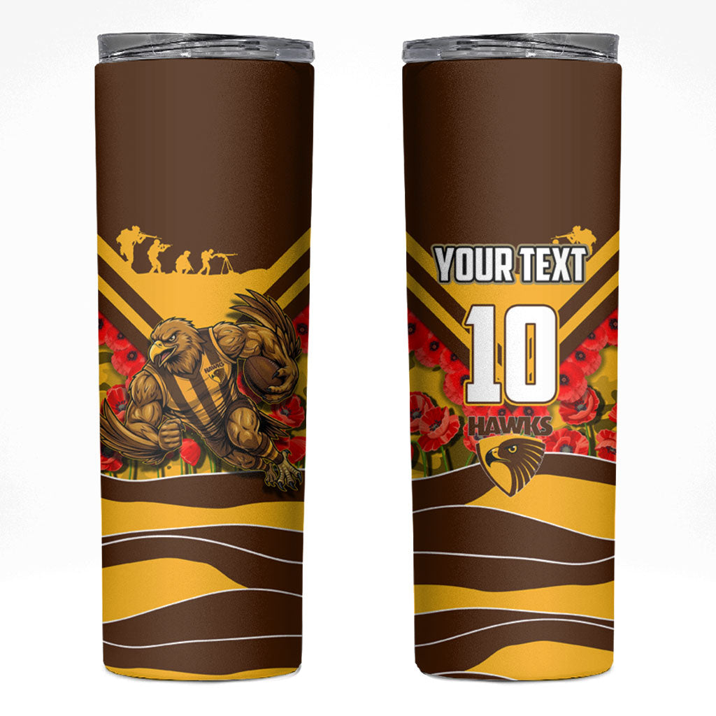 Personalised Hawthorn Hawks ANZAC Skinny Tumbler Military Remembrance Australian Football Mascot Camouflage