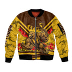Personalised Hawthorn Hawks ANZAC Sleeve Zip Bomber Jacket Military Remembrance Australian Football Mascot Camouflage