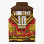 Personalised Hawthorn Hawks ANZAC Sleeveless Puffer Jacket Military Remembrance Australian Football Mascot Camouflage