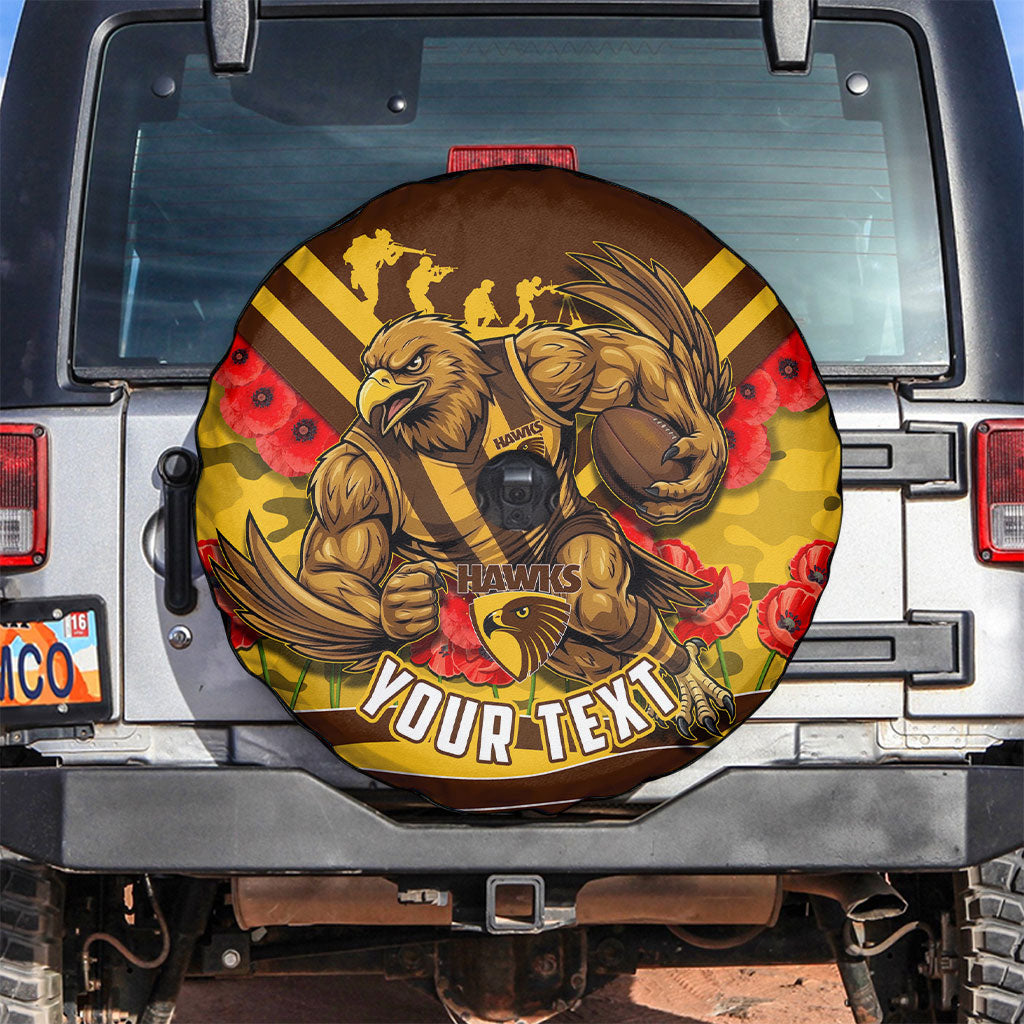 Personalised Hawthorn Hawks ANZAC Spare Tire Cover Military Remembrance Australian Football Mascot Camouflage