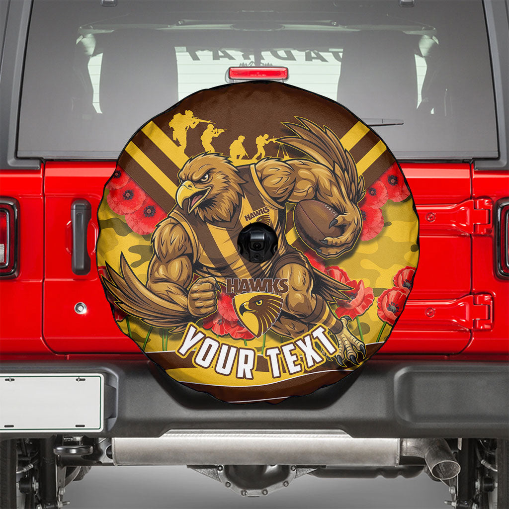 Personalised Hawthorn Hawks ANZAC Spare Tire Cover Military Remembrance Australian Football Mascot Camouflage