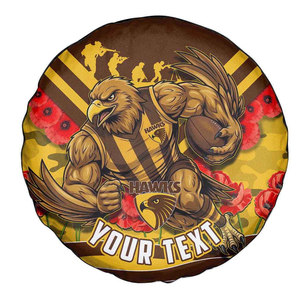 Personalised Hawthorn Hawks ANZAC Spare Tire Cover Military Remembrance Australian Football Mascot Camouflage