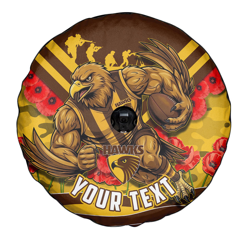 Personalised Hawthorn Hawks ANZAC Spare Tire Cover Military Remembrance Australian Football Mascot Camouflage