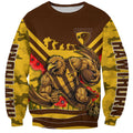 Personalised Hawthorn Hawks ANZAC Sweatshirt Military Remembrance Australian Football Mascot Camouflage