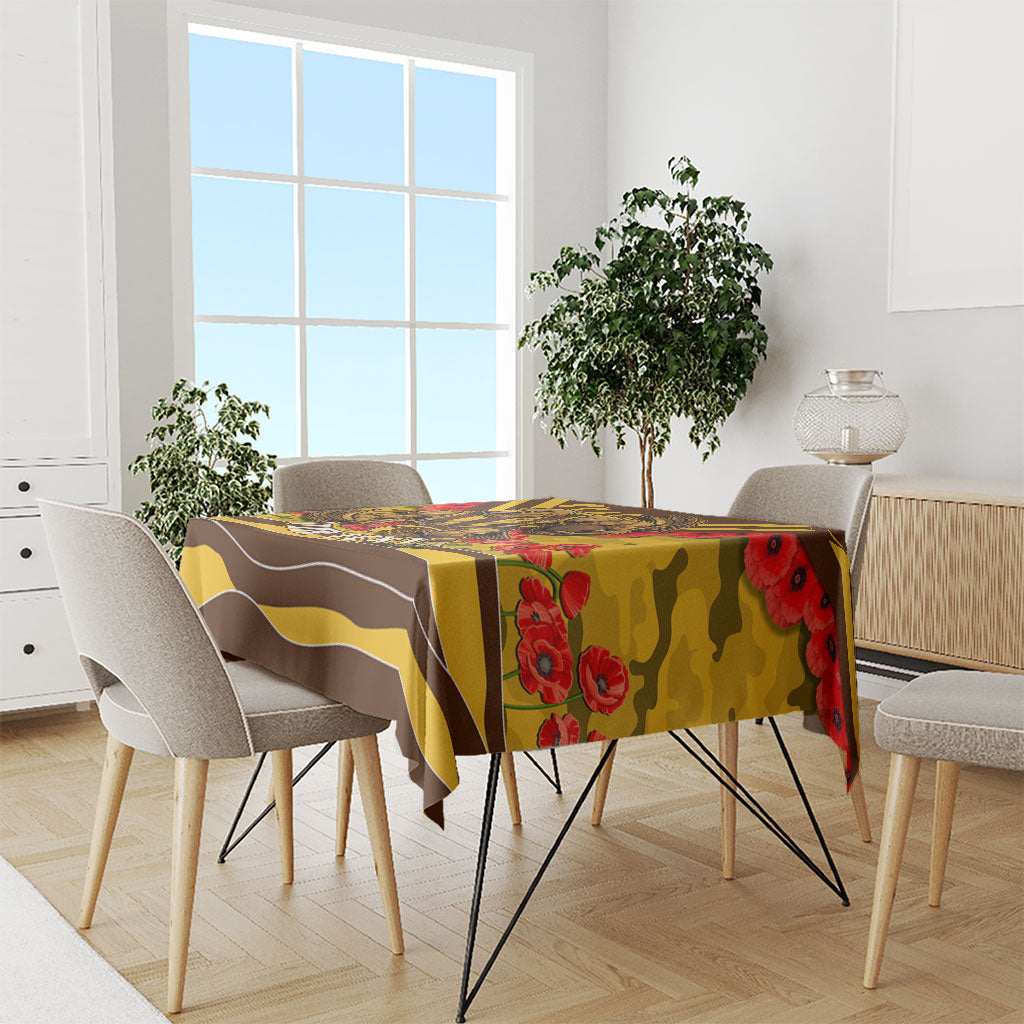 Personalised Hawthorn Hawks ANZAC Tablecloth Military Remembrance Australian Football Mascot Camouflage
