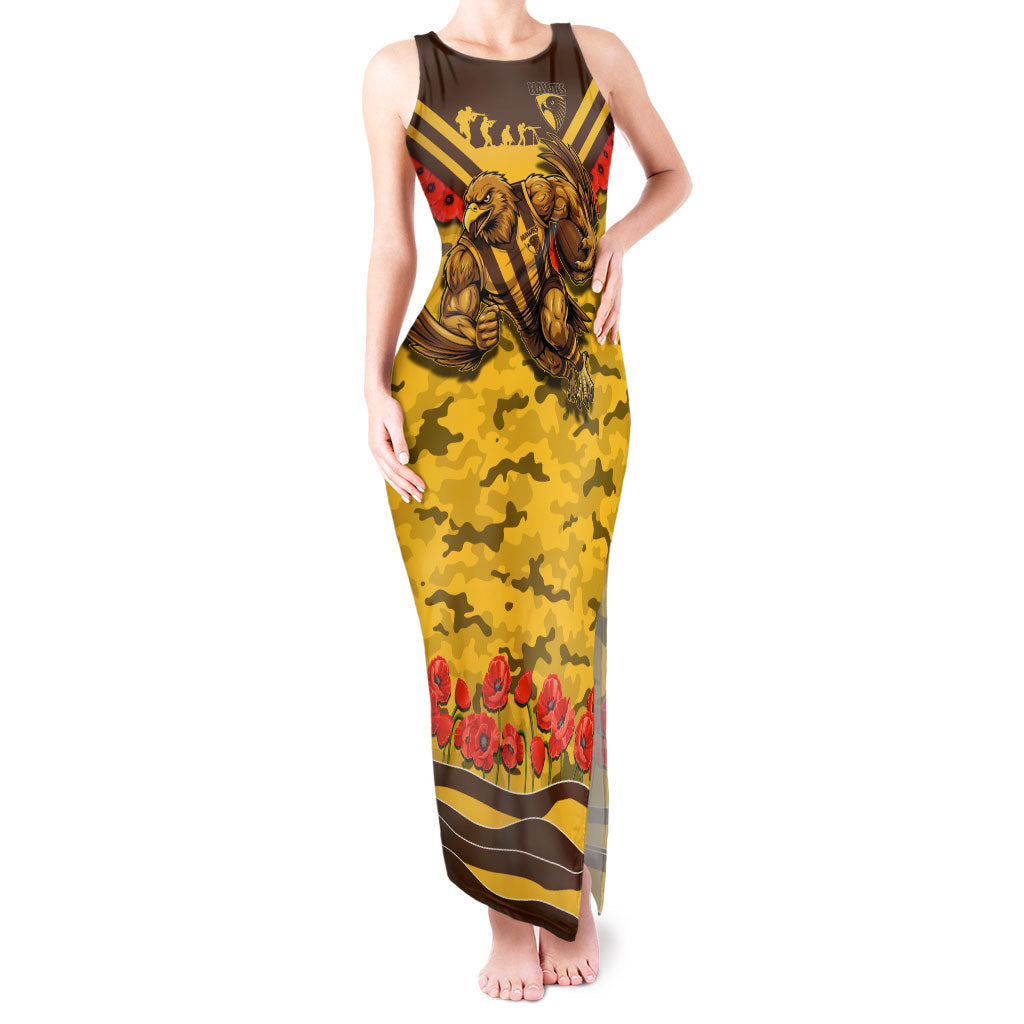Personalised Hawthorn Hawks ANZAC Tank Maxi Dress Military Remembrance Australian Football Mascot Camouflage