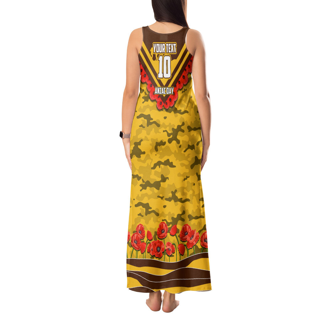 Personalised Hawthorn Hawks ANZAC Tank Maxi Dress Military Remembrance Australian Football Mascot Camouflage