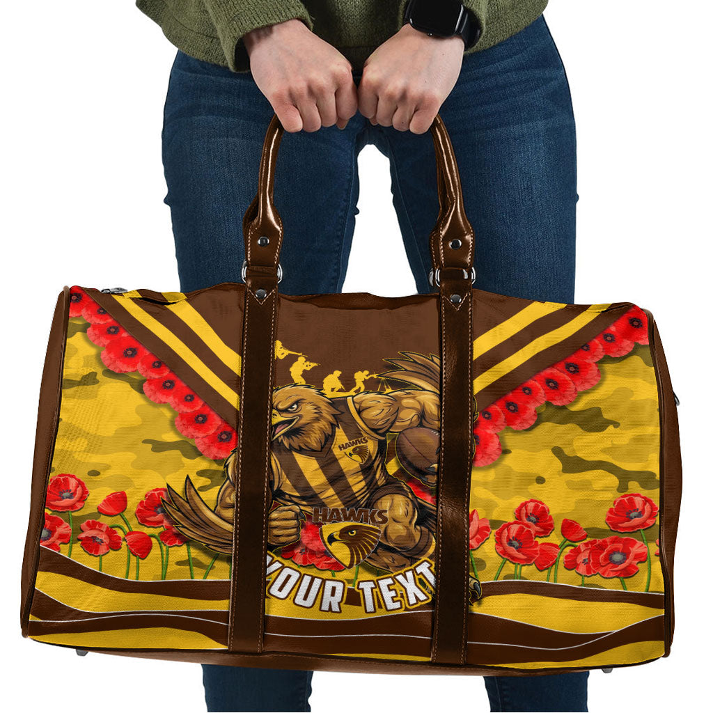 Personalised Hawthorn Hawks ANZAC Travel Bag Military Remembrance Australian Football Mascot Camouflage