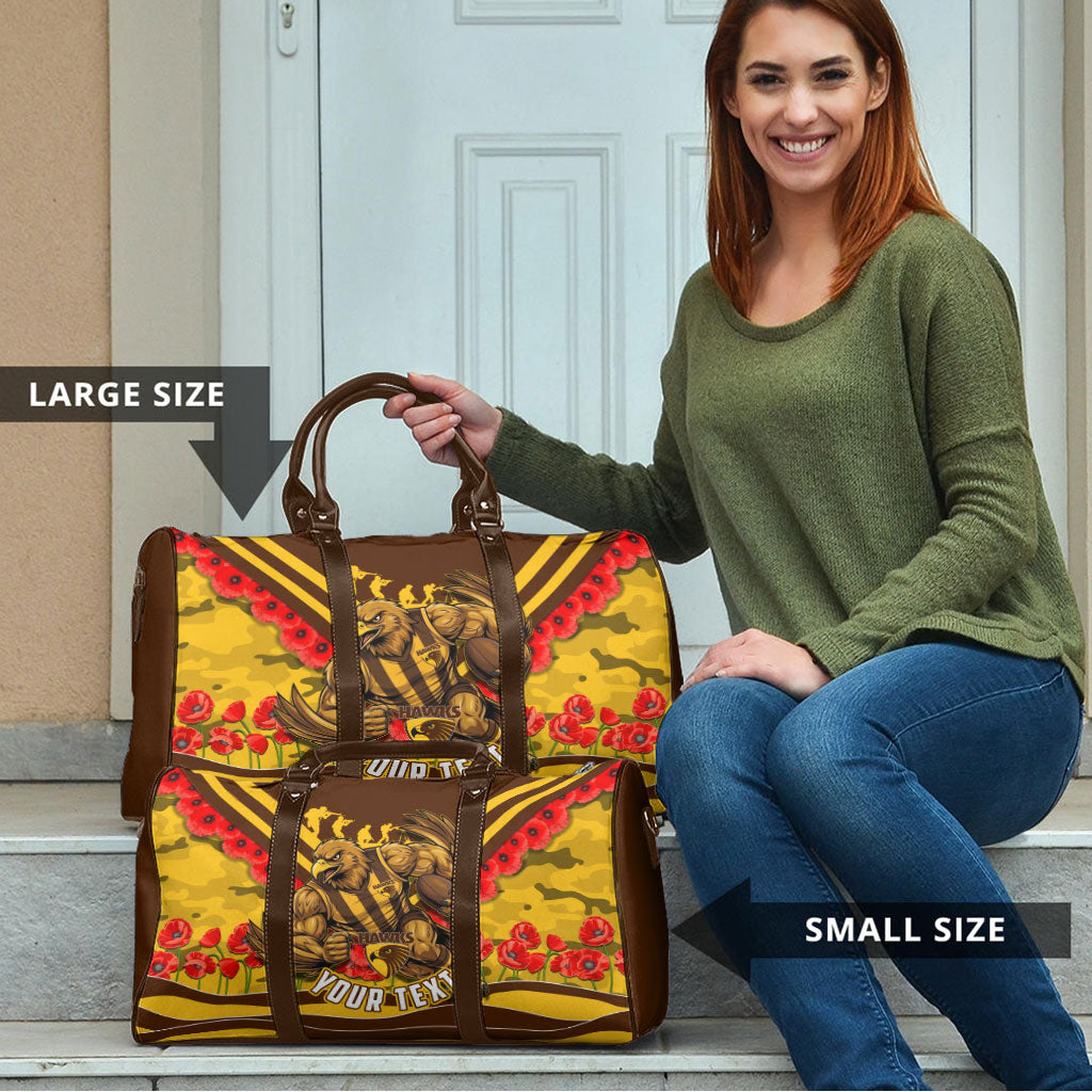 Personalised Hawthorn Hawks ANZAC Travel Bag Military Remembrance Australian Football Mascot Camouflage