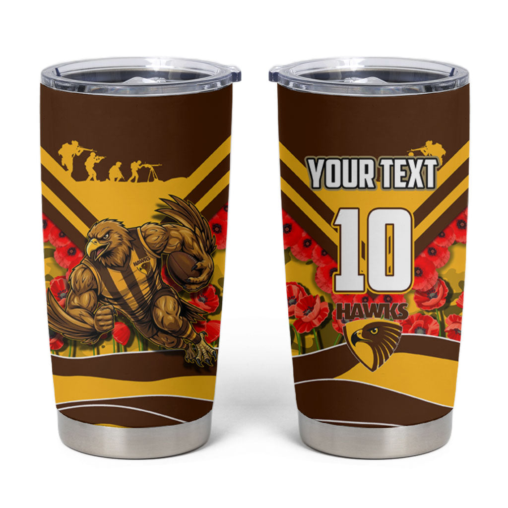 Personalised Hawthorn Hawks ANZAC Tumbler Cup Military Remembrance Australian Football Mascot Camouflage