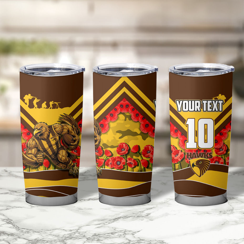 Personalised Hawthorn Hawks ANZAC Tumbler Cup Military Remembrance Australian Football Mascot Camouflage