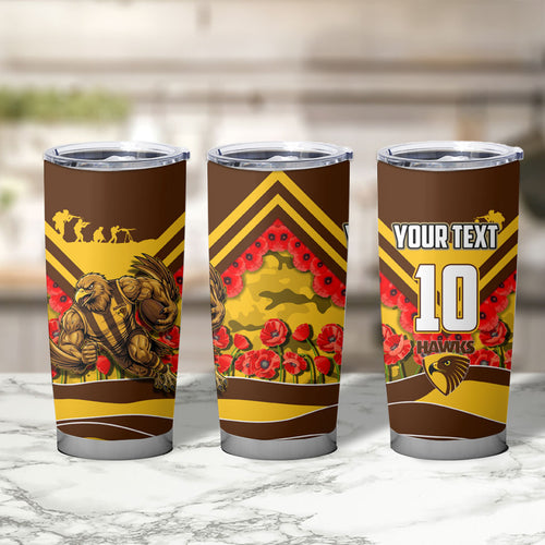 Personalised Hawthorn Hawks ANZAC Tumbler Cup Military Remembrance Australian Football Mascot Camouflage