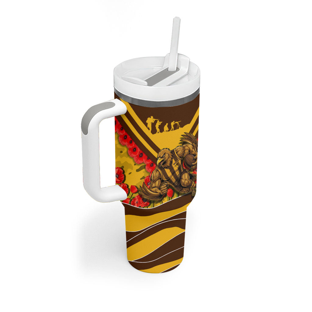 Personalised Hawthorn Hawks ANZAC Tumbler With Handle Military Remembrance Australian Football Mascot Camouflage