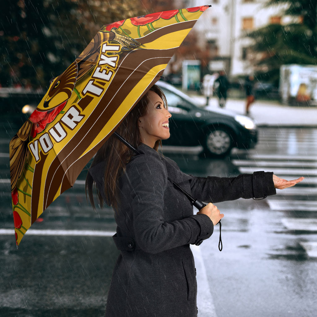 Personalised Hawthorn Hawks ANZAC Umbrella Military Remembrance Australian Football Mascot Camouflage