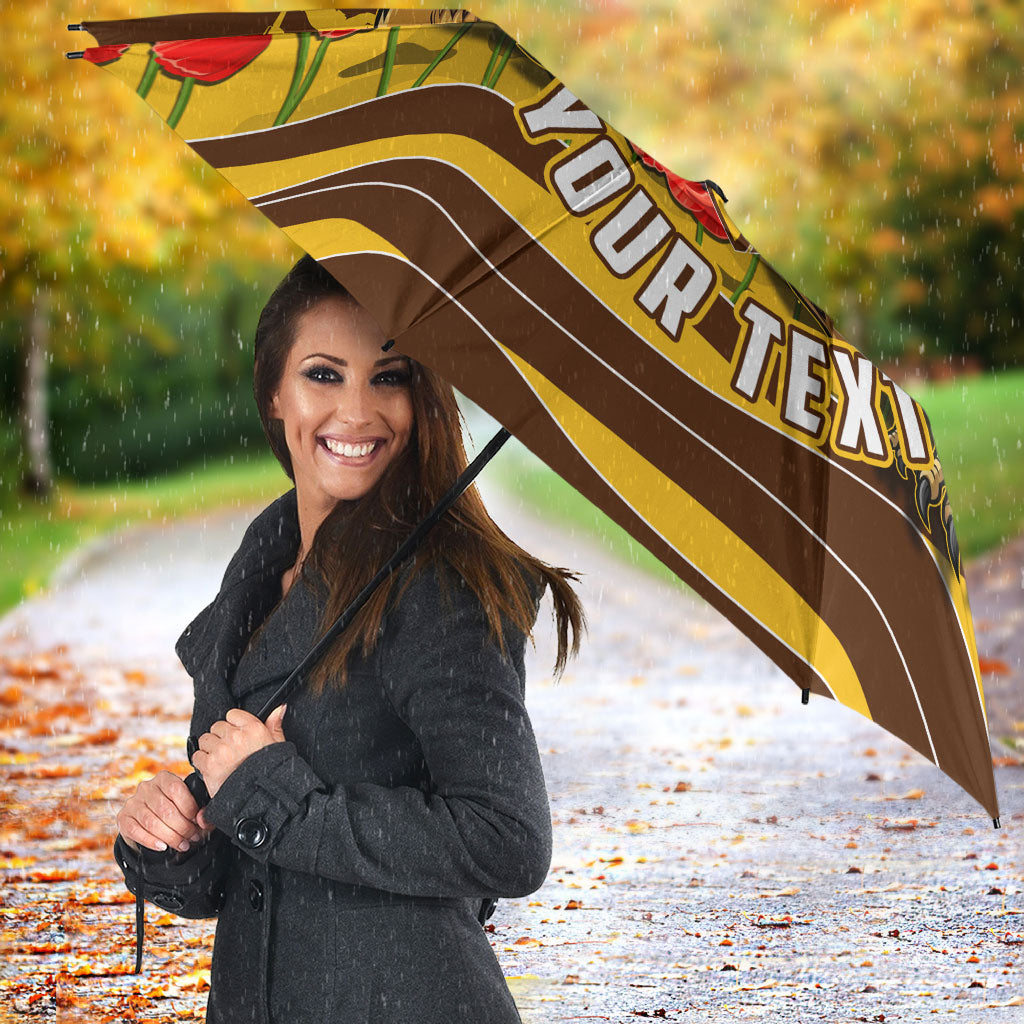 Personalised Hawthorn Hawks ANZAC Umbrella Military Remembrance Australian Football Mascot Camouflage