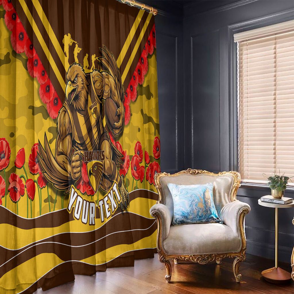 Personalised Hawthorn Hawks ANZAC Window Curtain Military Remembrance Australian Football Mascot Camouflage