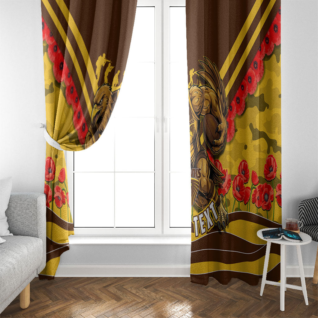 Personalised Hawthorn Hawks ANZAC Window Curtain Military Remembrance Australian Football Mascot Camouflage