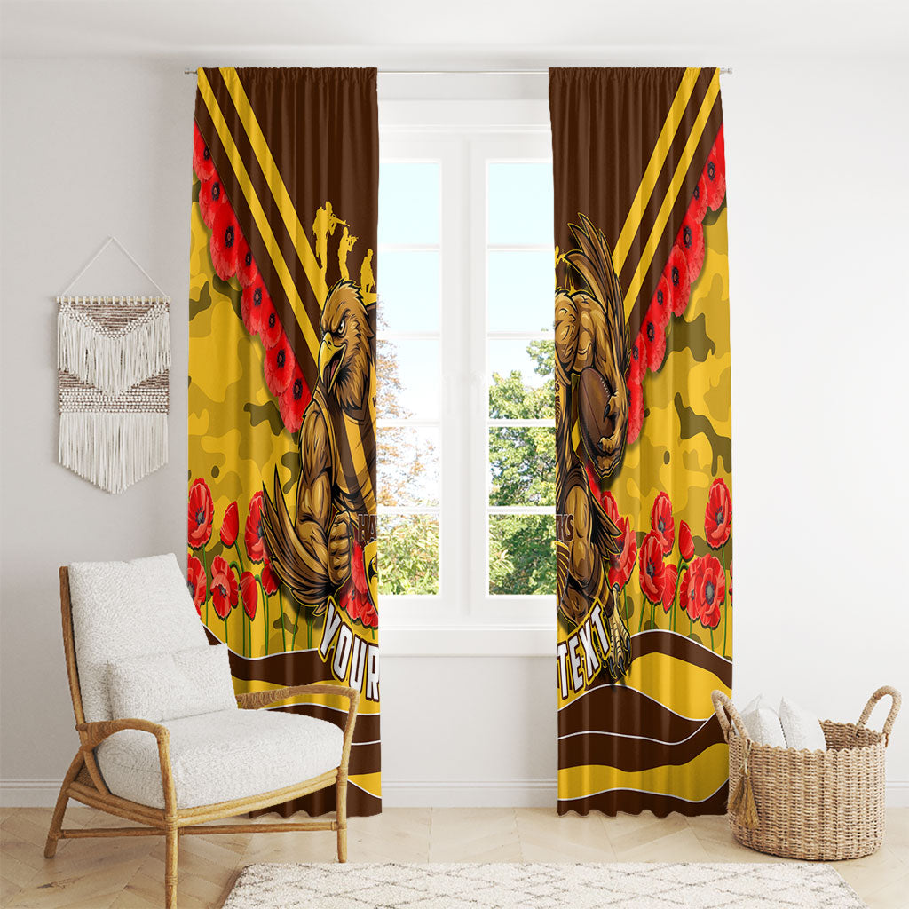 Personalised Hawthorn Hawks ANZAC Window Curtain Military Remembrance Australian Football Mascot Camouflage