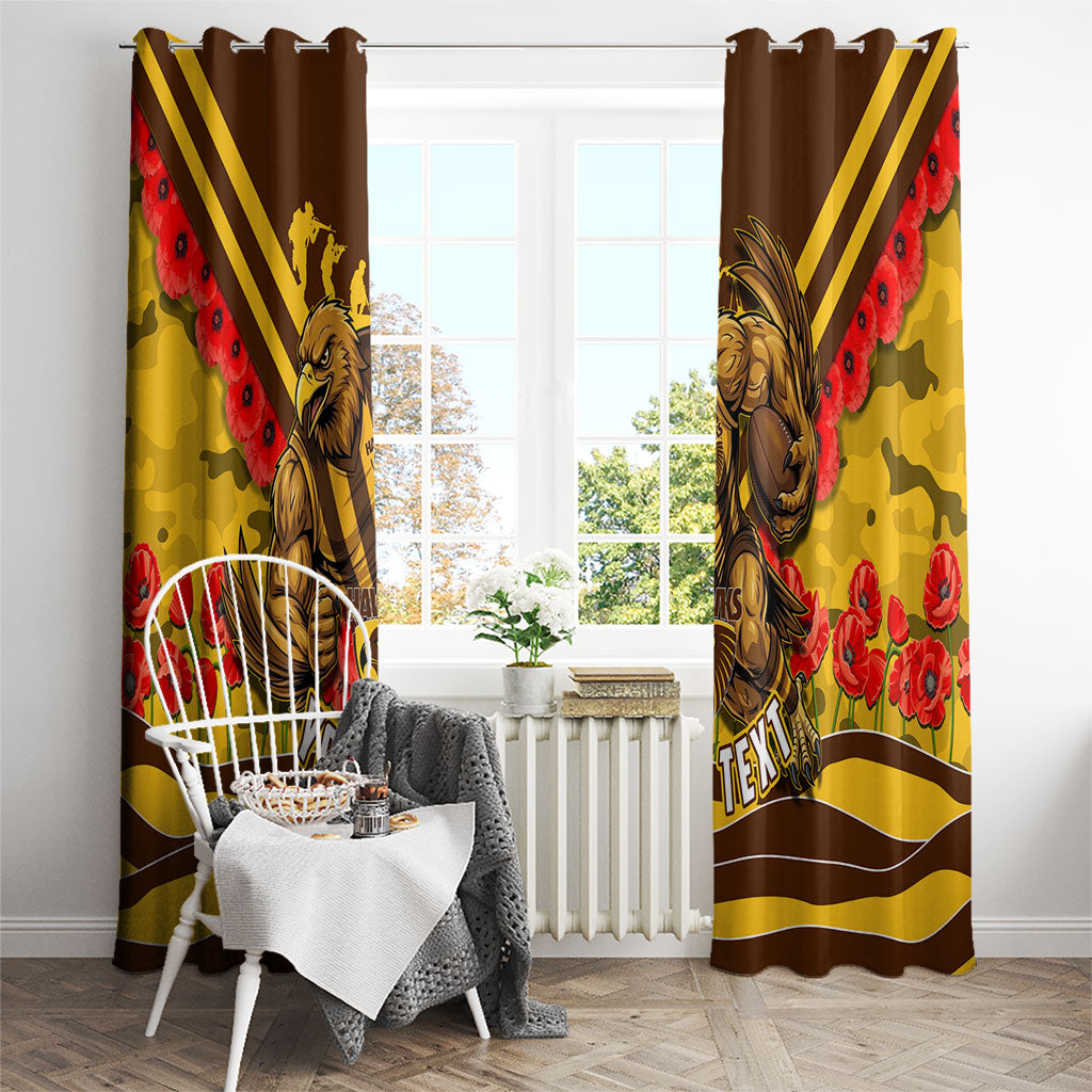 Personalised Hawthorn Hawks ANZAC Window Curtain Military Remembrance Australian Football Mascot Camouflage
