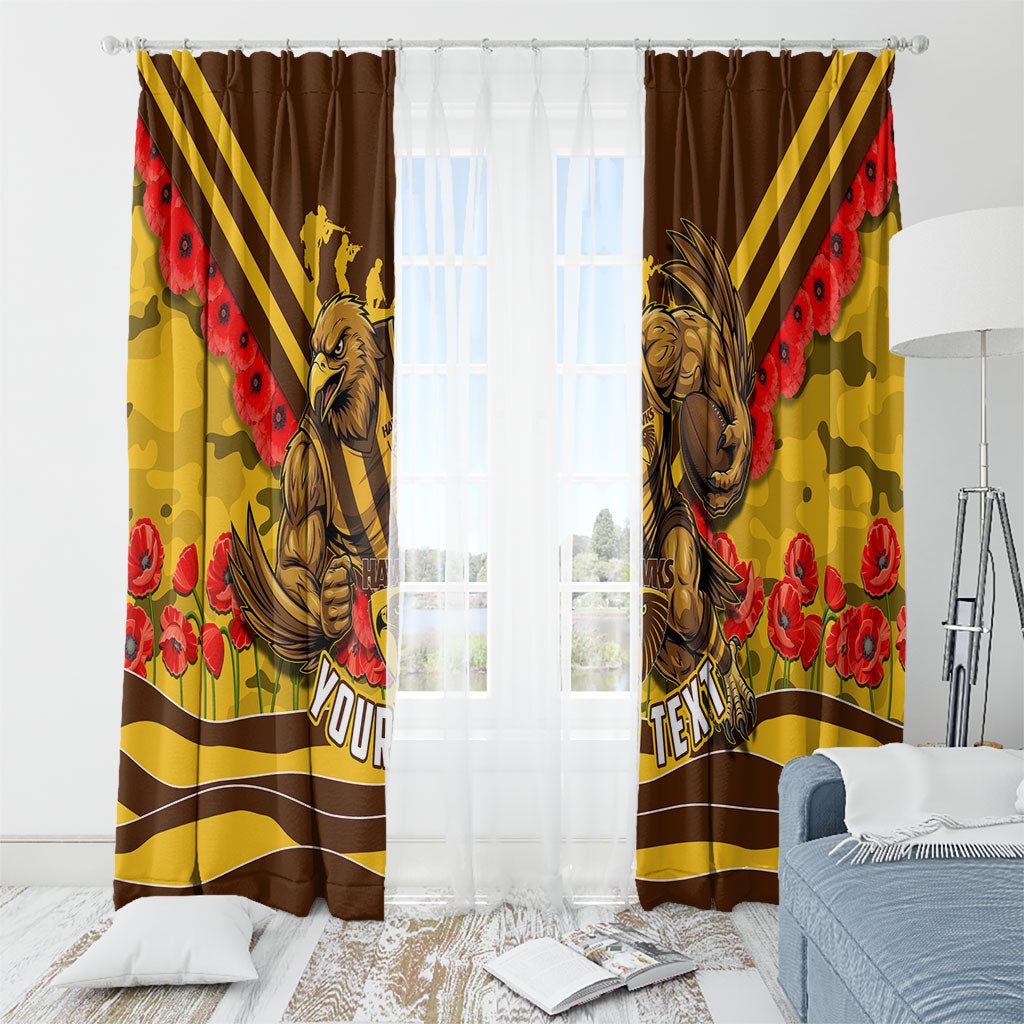 Personalised Hawthorn Hawks ANZAC Window Curtain Military Remembrance Australian Football Mascot Camouflage