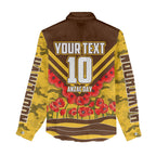 Personalised Hawthorn Hawks ANZAC Women Casual Shirt Military Remembrance Australian Football Mascot Camouflage