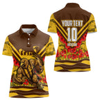 Personalised Hawthorn Hawks ANZAC Women Polo Shirt Military Remembrance Australian Football Mascot Camouflage