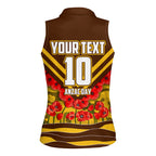 Personalised Hawthorn Hawks ANZAC Women Sleeveless Polo Shirt Military Remembrance Australian Football Mascot Camouflage