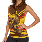 Personalised Hawthorn Hawks ANZAC Women Sleeveless Polo Shirt Military Remembrance Australian Football Mascot Camouflage