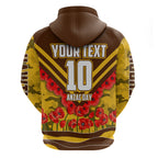 Personalised Hawthorn Hawks ANZAC Zip Hoodie Military Remembrance Australian Football Mascot Camouflage