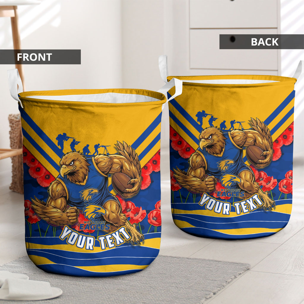 Personalised West Coast Eagles ANZAC Laundry Basket Military Remembrance Australian Football Mascot Camouflage